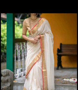 red and golden south indian sare