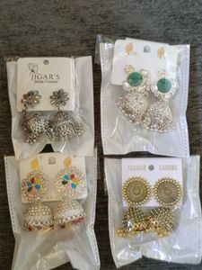 Beautiful colourful jhumka earings 4 pieces