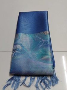 Blue Printed softy saree...