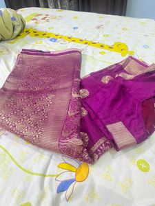 Beautiful pink saree with blouse