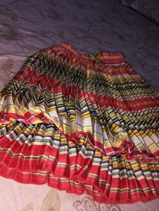 Striped Pleated Skirt
