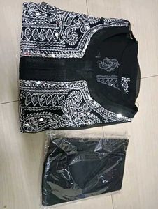 Hand emboidered lucknowi chikankari gala booti mir