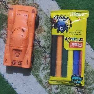 Orange Toy Car &amp; a small sketch colour