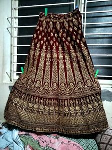 Maroon Velvet Lehenga Choli