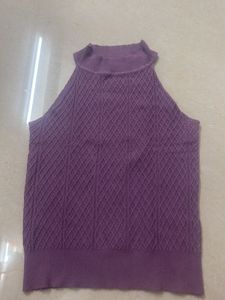 Chic Purple Knit Halter Top