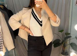 Cream Cropped Peacoat