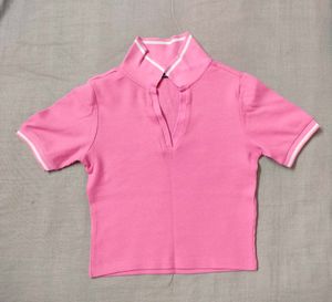 Pink Colour Tshirt With Collar From Zudio