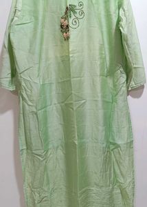 Light Green Hand Embroidered Kurti With Palazzo