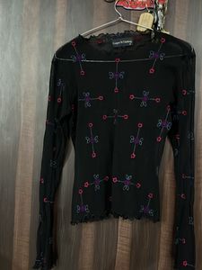 Embroidered Long Sleeve Top