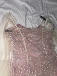 Pink Polka Dot Mesh Dress