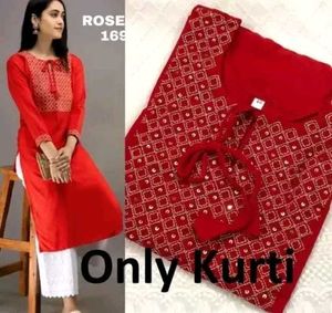 Embroidery Red 🍒 Rayon Kurti