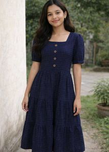 Charming Navy Blue Tiered Dress