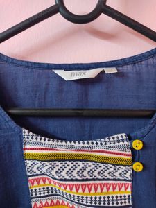 Indigo Blue Max Kurta Top With Design Neckline