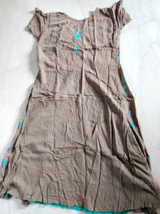 Brown with sea green colour formal kurta for daily