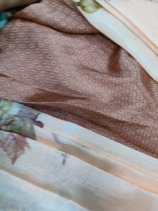 Elegant Floral Peacock Feather Printed Saree