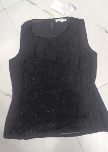 Black Embellished Tank Top