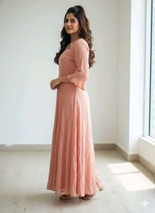 Elegant Peach Embroidered Gown