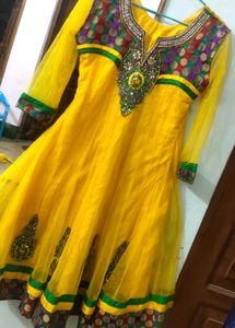 Yellow Embroidered Anarkali Dress