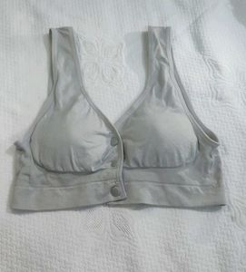 Button Front Comfort Bra – Wide Strap, Non-Wired,