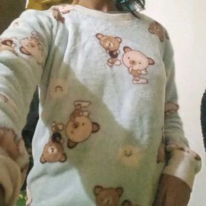 Cute Bear Print Sweater 🩵