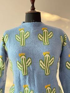 Cactus Print Knit Sweater
