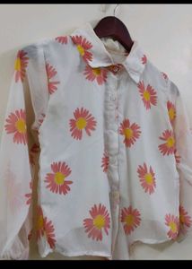 Floral Print Tie-Front Top