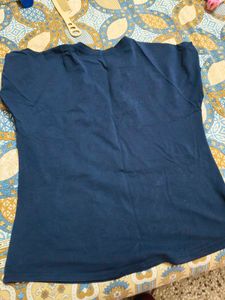 Comfortable Navy Blue Printed Top In Xl Size