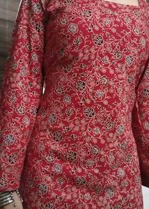 deep back red short kurti