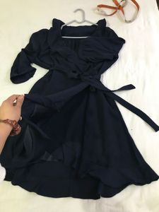 Dark Navy Blue Wrap Dress Fits S/M
