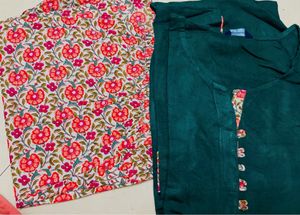 Green Kurti Printed Plazzo Set