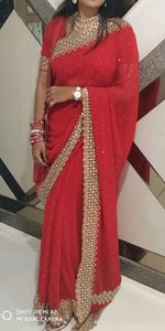 Red party wear saree ❤️