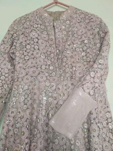 Women&#39;s Embroidered Long Sleeve Embellished Neck Gown