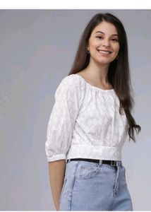 Off shoulder White Crop Top