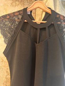 Black Embellished Lace Top, Bust- 32/34 Strechable