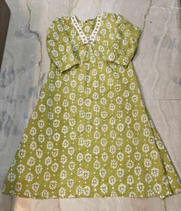 Green Printed Kurta Set