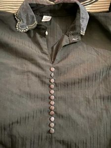 Vintage Black Button-Down Blouse