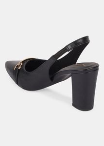 Black Slingback Block Heels