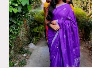 Elegant Purple Saree with white blouse