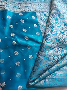royal looking high quality Teal Banarasi Style Sar