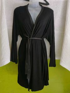 Black Draped Cardigan with Tie