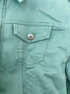 Olive Green Cropped Denim Jacket