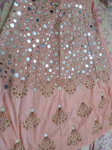 Mirror Work Unstitched Lehenga Choli &amp; Dupatta