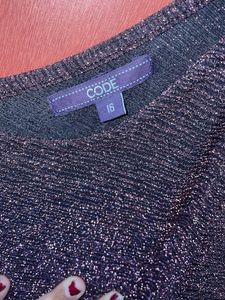 Code Sparkly Long Sleeve Blacked Top