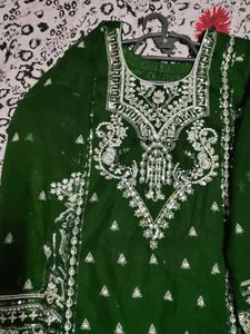 Green Festive Suit , Work Chunni Designer Bottom