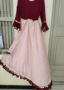 Elegant Maroon &amp; Pink Floral Dress 10/10