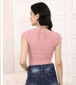 Pink Halter Neck Crop Top