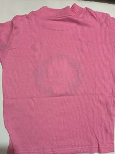 Pink Bunny Ribbed Mock Neck Top