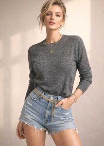 🎀 Imported Gray Long Sleeve Sweater