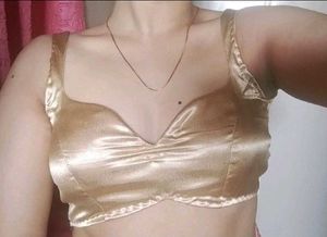 Golden Satin Padded Drawstring Blouse