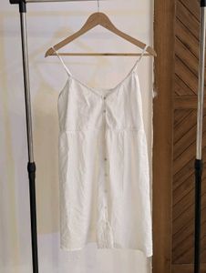 White Button-Front Mini Dress